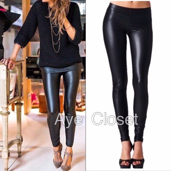 Matte back faux leather leggings sexy - Picture 3 of 4